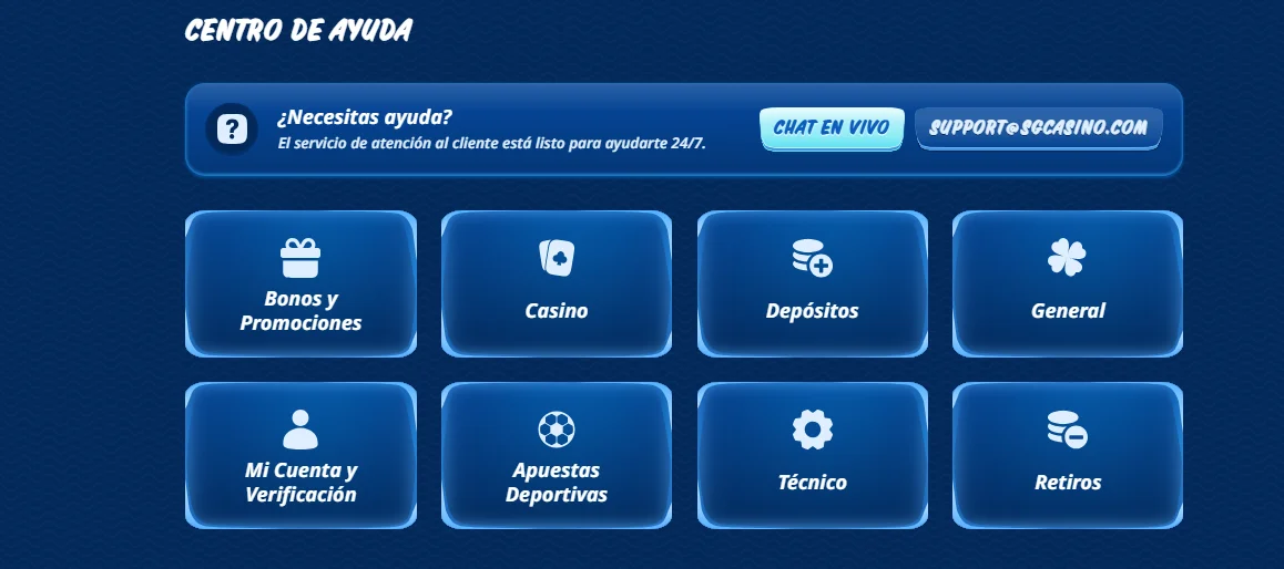Atención al cliente SG Casino